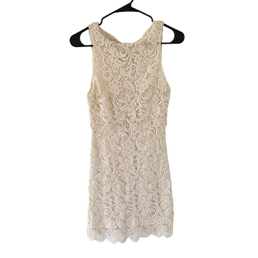 Alice + Olivia Ivory Lace Mini Dress